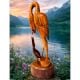 Handcrafted Wood Crane Bird Figurine